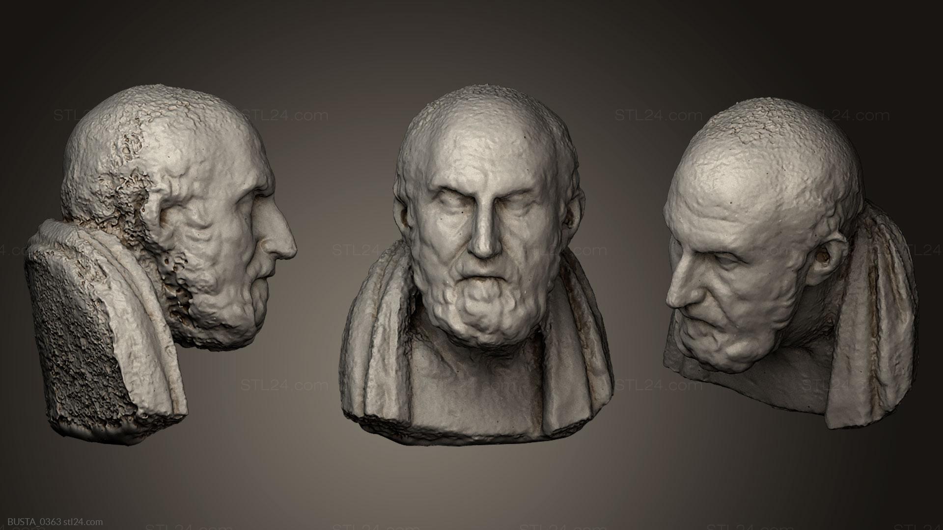 Бюсты и головы античные и исторические (Хрисиппос, BUSTA_0363) 3D модель для ЧПУ станка